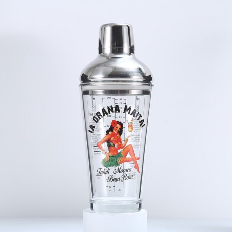 Shot Glasses 400ml Glass Cocktail Shaker with Measuring Scale and Stainless Steel Lid – JN029