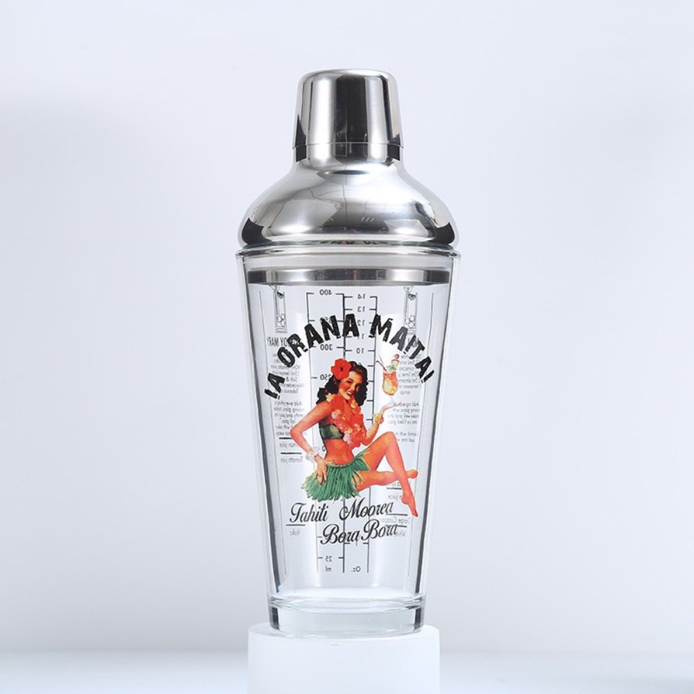 Shot Glasses 400ml Glass Cocktail Shaker with Measuring Scale and Stainless Steel Lid – JN029