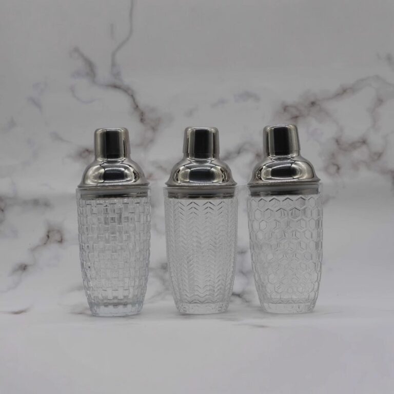 Shot Glasses Transparent Glass Cocktail Shaker with Stainless Steel Lid – JN027