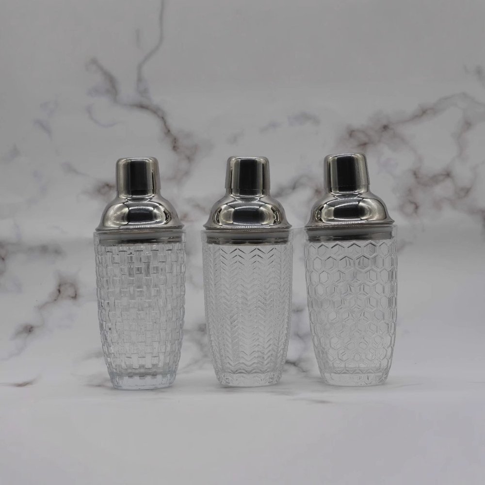 Shot Glasses Transparent Glass Cocktail Shaker with Stainless Steel Lid – JN027