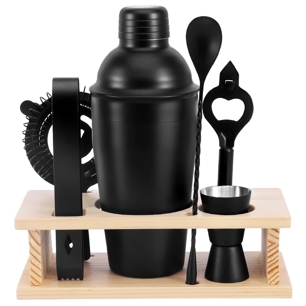 Bar Set 7-Piece Matte Black Stainless Steel Cocktail Shaker Bartender Kit – JN017