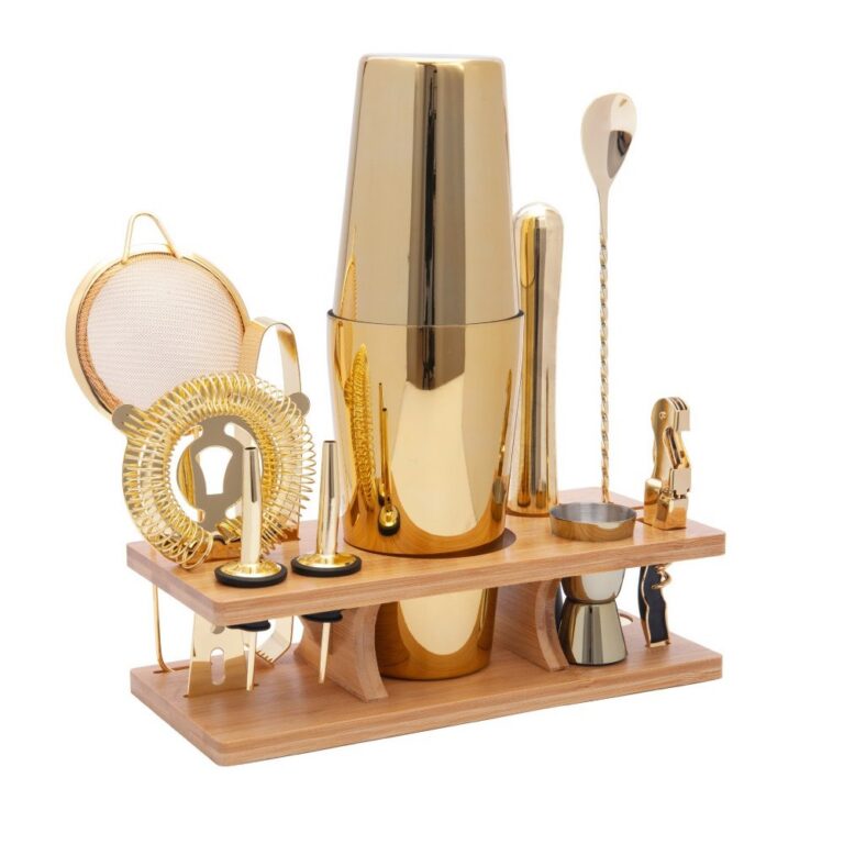 Bar Set 11-Piece Gold Stainless Steel Boston Cocktail Shaker Bartender Kit – JN008