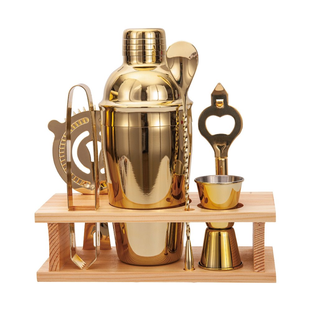 Bar Set 7-Piece Gold 304 Stainless Steel Bartender Tool Set with Cocktail Shaker – JN004