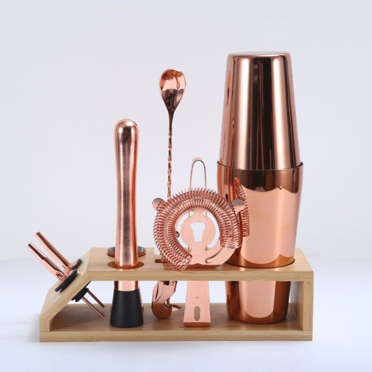 Bar Set Rose Gold Boston Cocktail Shaker Set Stainless Steel Bartending Tools – JN018