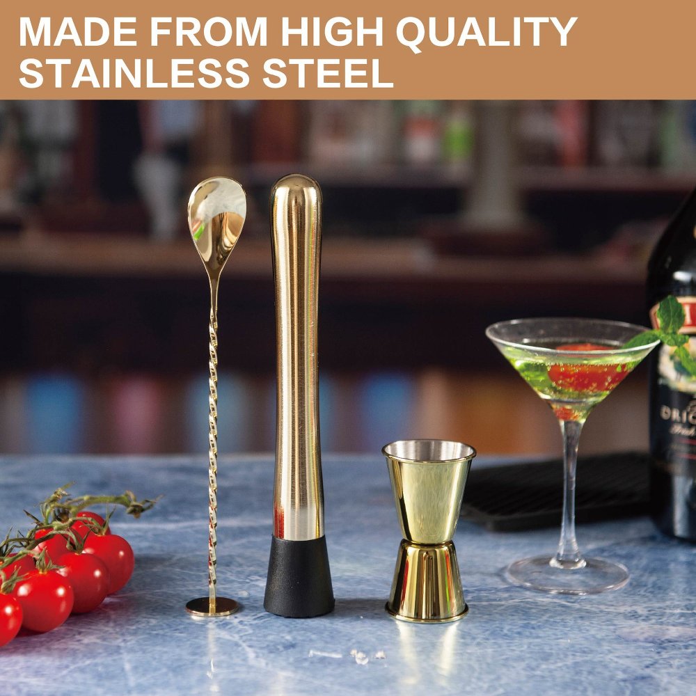 Bar Set 304 Stainless Steel Bar Spoon and Cocktail Muddler Set – JN024
