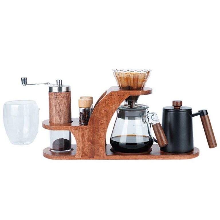 Coffee Machines & Makers Stainless Steel Pour Over Coffee Kettle Set with Wooden Storage Stand – JN030